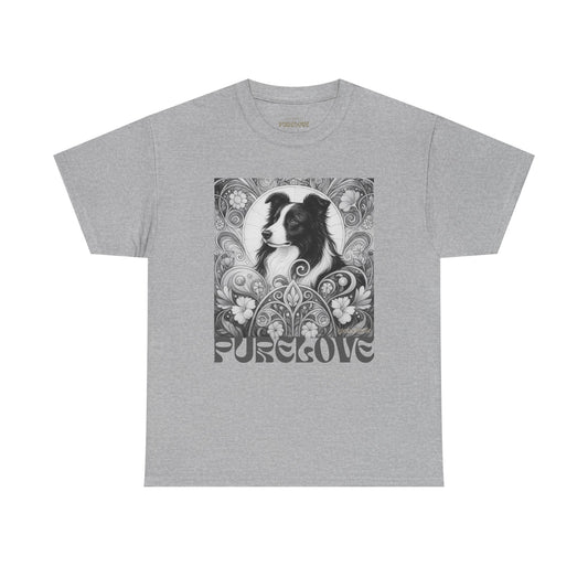 Border Collie Vintage Unisex Cotton Tee for Dog Lovers (Black & White)