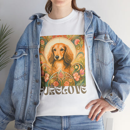 Dachshund Tan Longhair Vintage Graphic T-Shirt – Unisex Cotton Tee for Dog Lovers