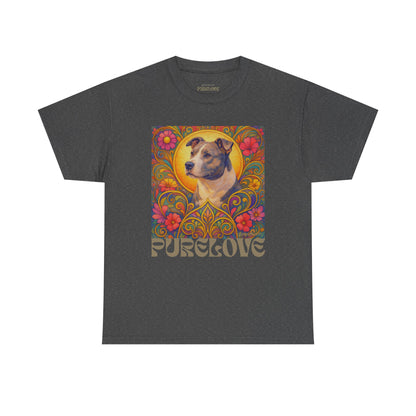 Staffy Grey & White Vintage Graphic T-Shirt – Unisex Cotton Tee for Dog Lovers