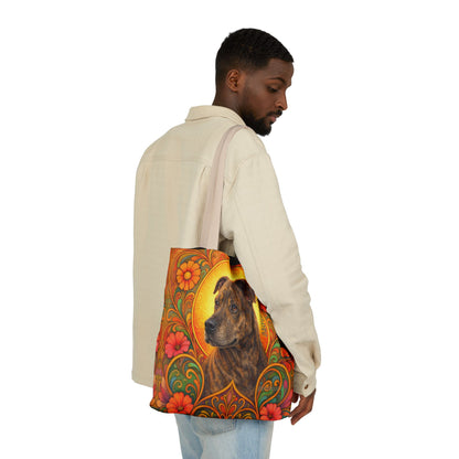 Staffy Brown All-Over Print Canvas Tote Bag – Colourful Artistic Dog Lover Gift