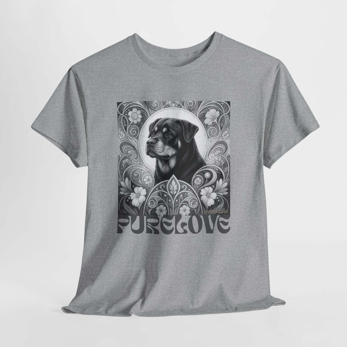 Rottweiler Buddha Vintage Unisex Cotton Tee for Dog Lovers (Black & White T-Shirt)