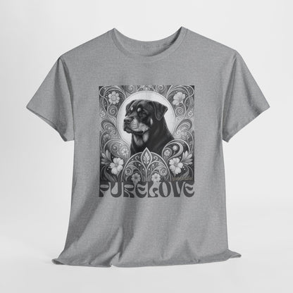 Rottweiler Buddha Vintage Unisex Cotton Tee for Dog Lovers (Black & White T-Shirt)