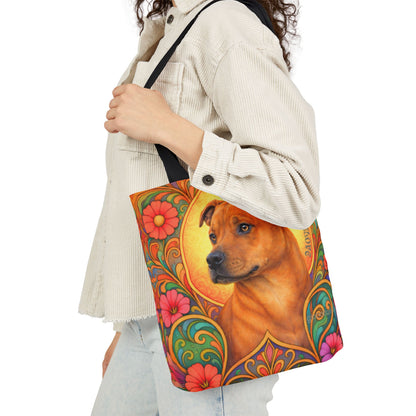 Staffy Tan All-Over Print Canvas Tote Bag – Colourful Artistic Dog Lover Gift