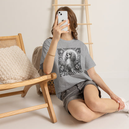 Cavalier King Charles Spaniel Vintage Unisex Cotton Tee for Dog Lovers (Black & White)