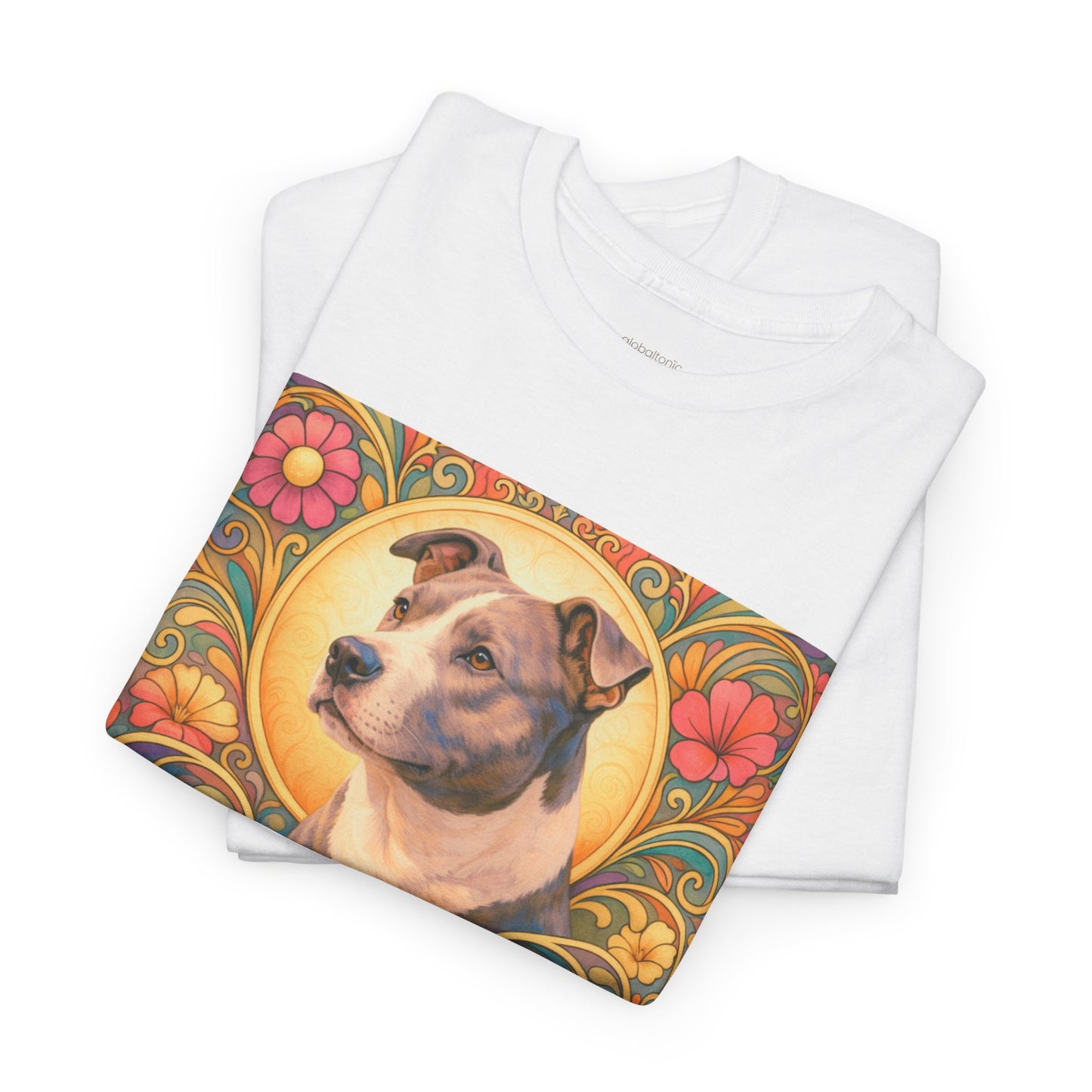 Staffy Grey & White Vintage Graphic T-Shirt – Unisex Cotton Tee for Dog Lovers
