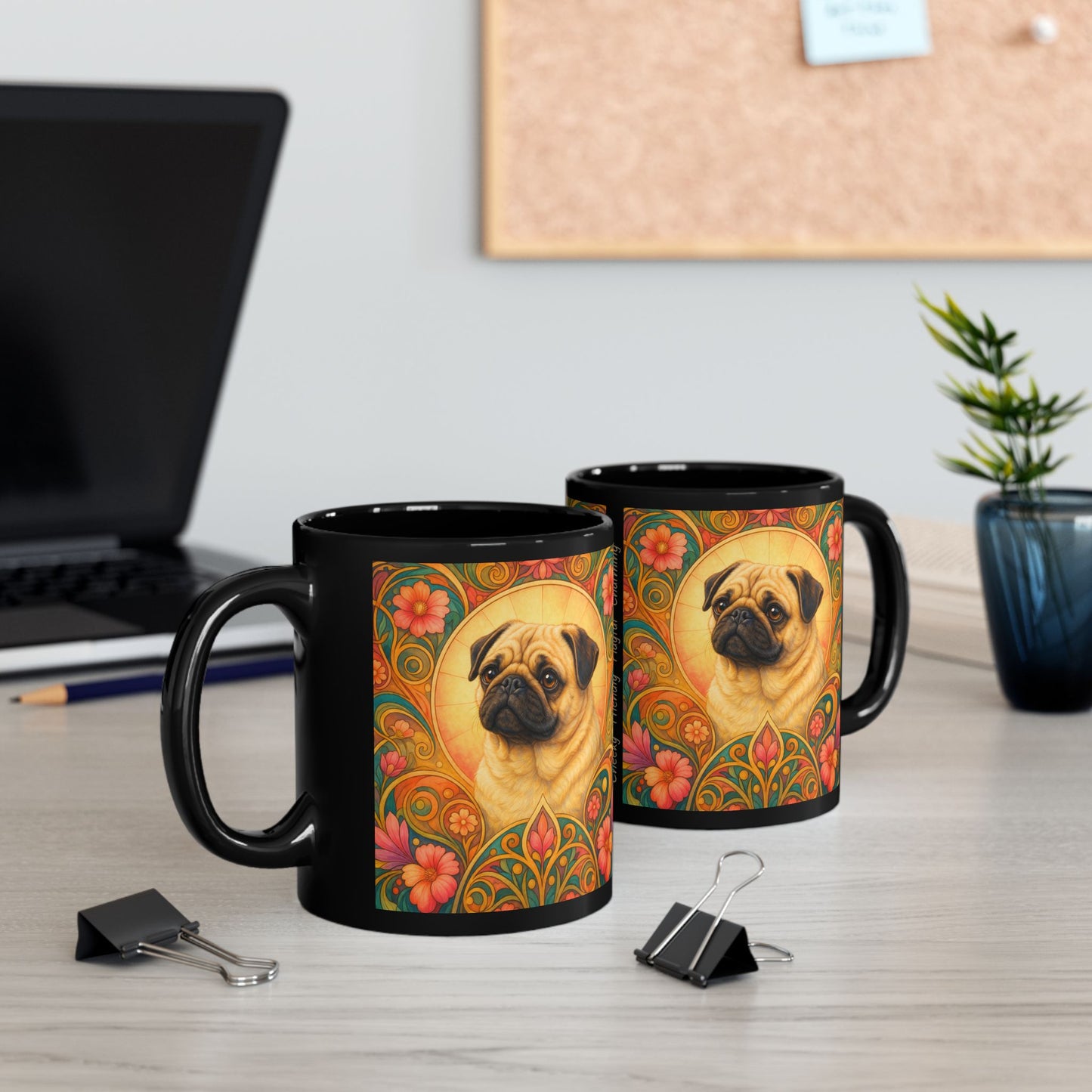 Pug Dog Lover Black Mug – Vintage Pet Themed Cup for Gifts & Home Decor