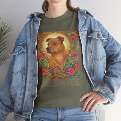 Staffy Tan Vintage Graphic T-Shirt – Unisex Cotton Tee for Dog Lovers