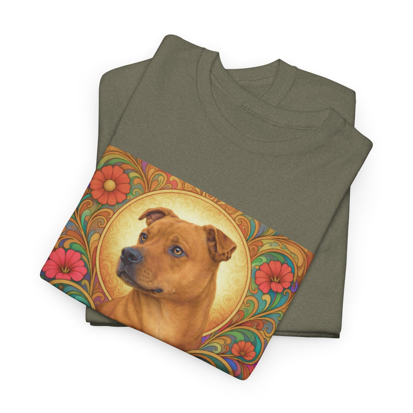 Staffy Tan Vintage Graphic T-Shirt – Unisex Cotton Tee for Dog Lovers