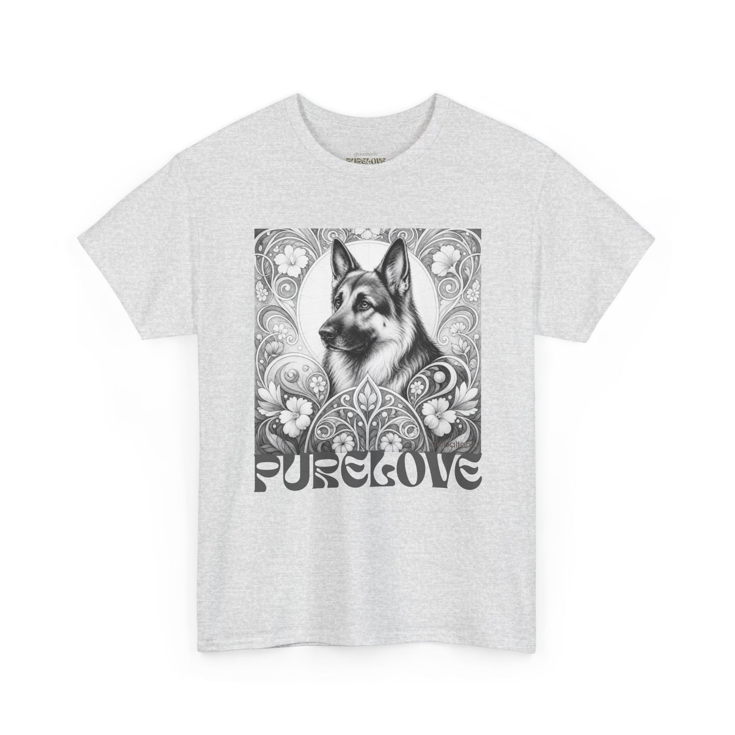 German Shepherd Vintage Unisex Cotton Tee for Dog Lovers  (Black & White)