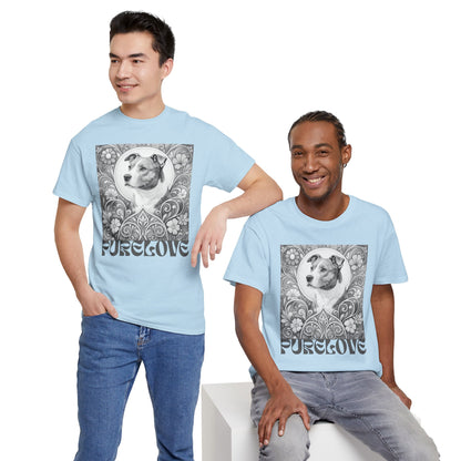 Staffy Grey & White Vintage Unisex Cotton Tee for Dog Lovers (Black & White T-Shirt)