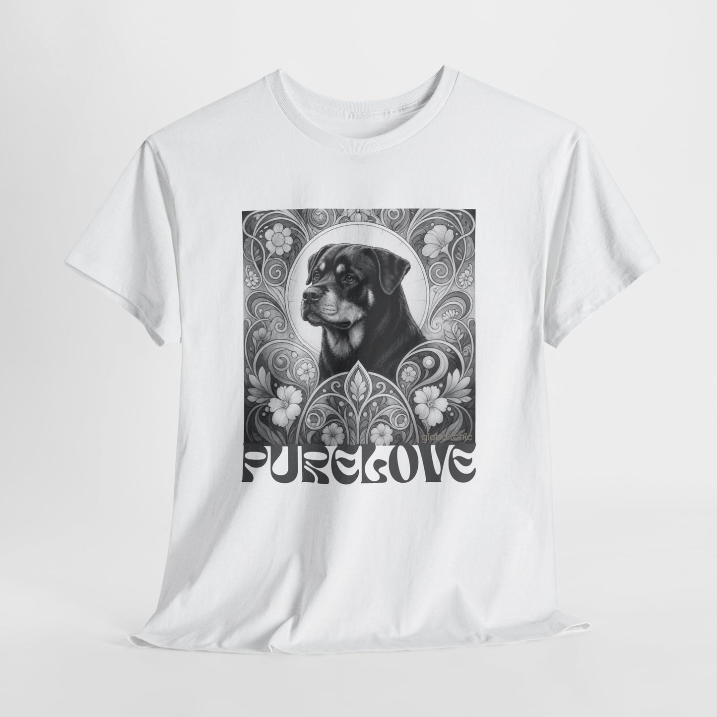 Rottweiler Buddha Vintage Unisex Cotton Tee for Dog Lovers (Black & White T-Shirt)