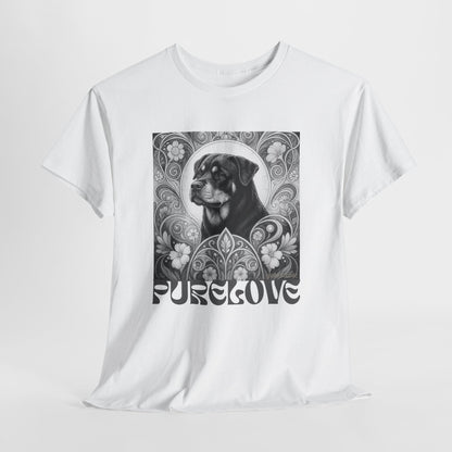 Rottweiler Buddha Vintage Unisex Cotton Tee for Dog Lovers (Black & White T-Shirt)