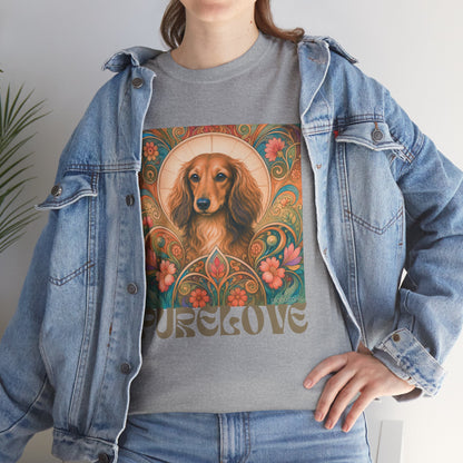 Dachshund Tan Longhair Vintage Graphic T-Shirt – Unisex Cotton Tee for Dog Lovers