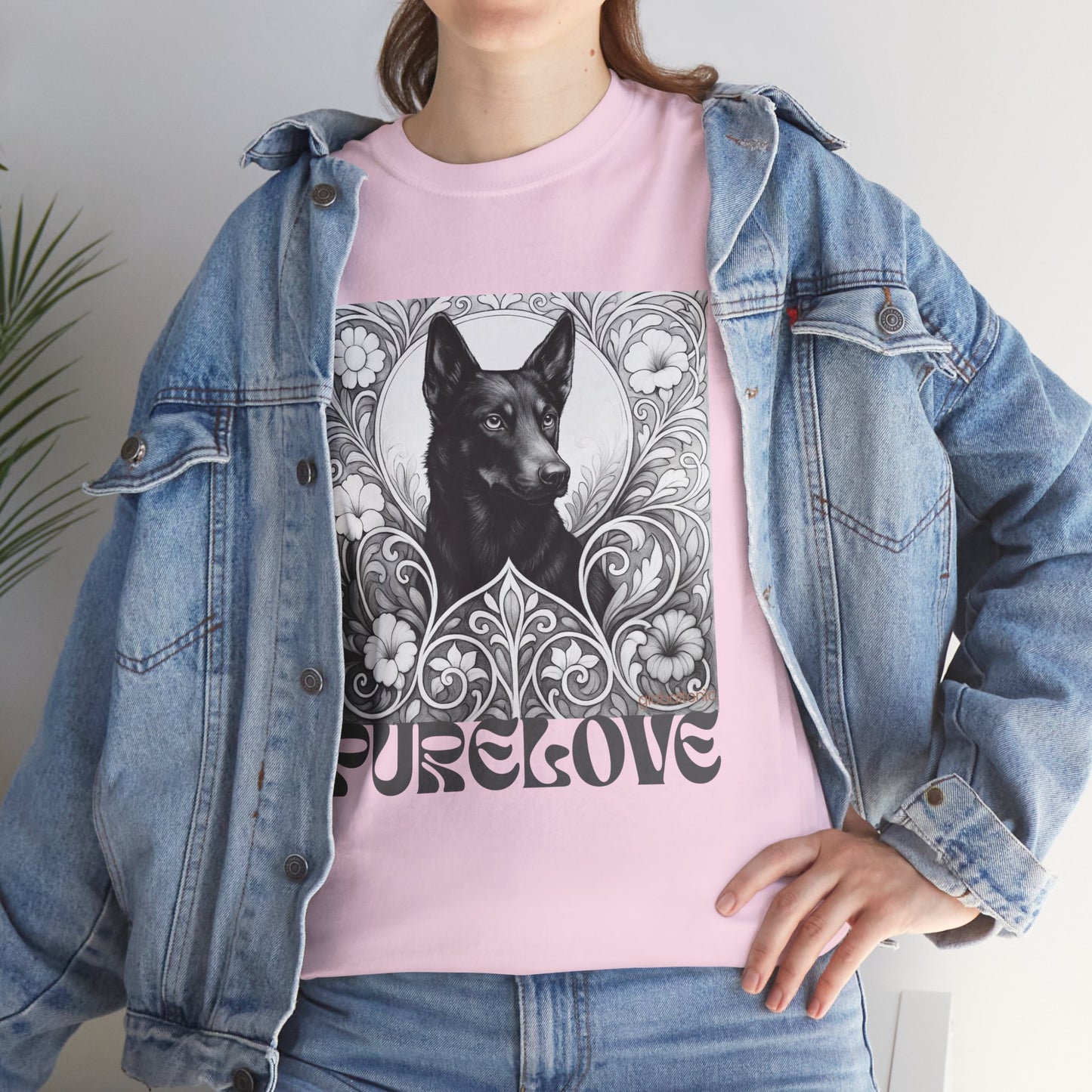 Kelpie Black Vintage Unisex Cotton Tee for Dog Lovers (Black & White)