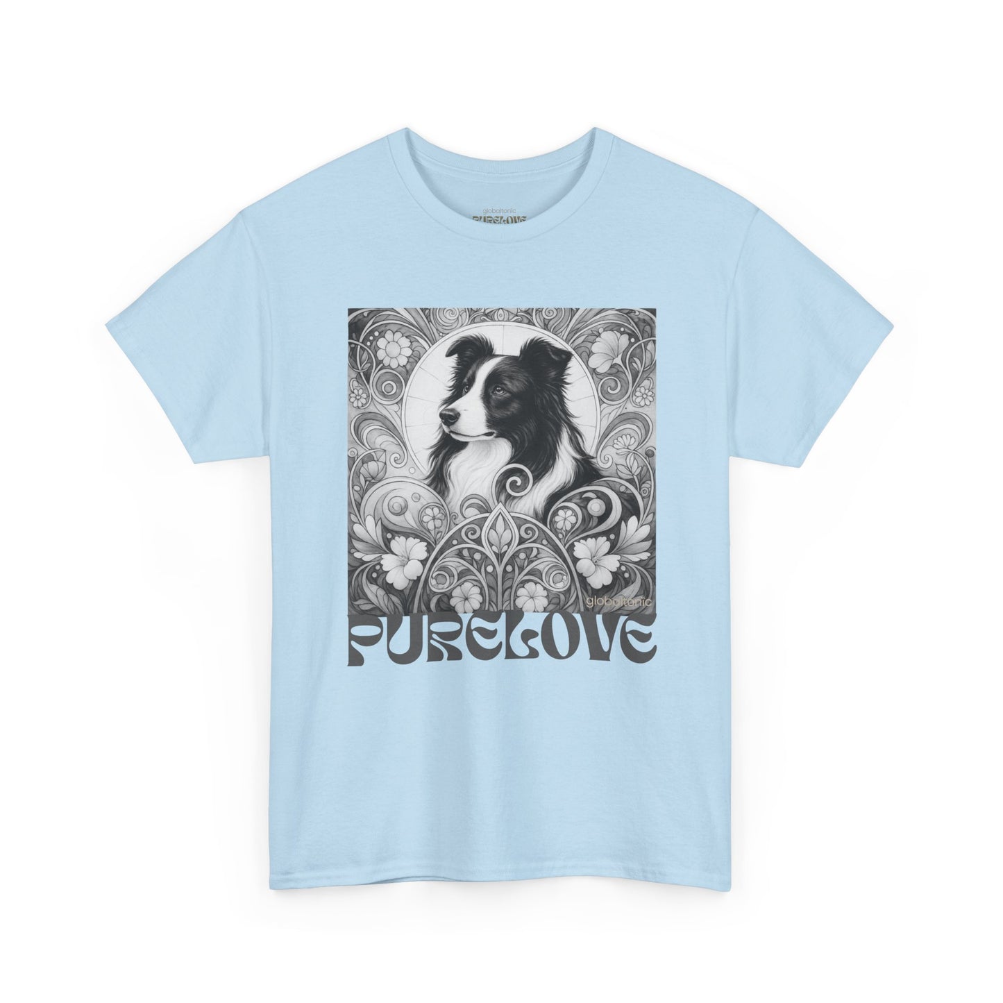 Border Collie Vintage Unisex Cotton Tee for Dog Lovers (Black & White)