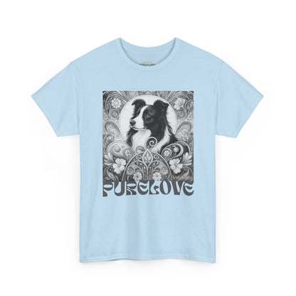 Border Collie Vintage Unisex Cotton Tee for Dog Lovers (Black & White)