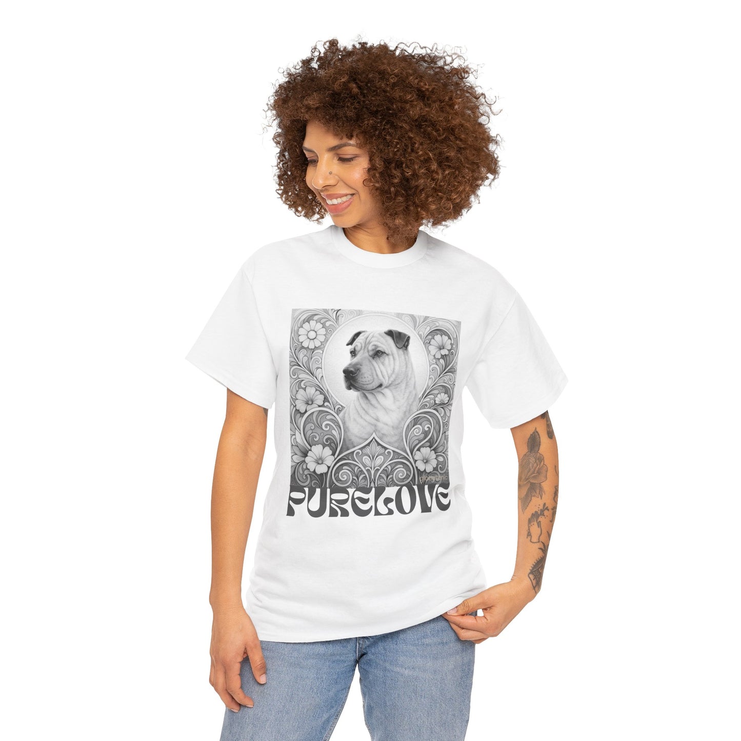 Shar Pei Vintage Graphic T-Shirt – Unisex Cotton Tee for Dog Lovers (Black & White)