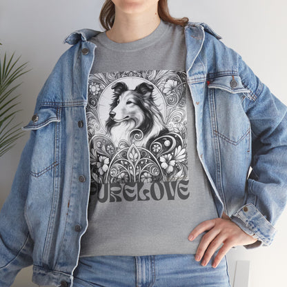 Collie Vintage Unisex Cotton Tee for Dog Lovers (Black & White)