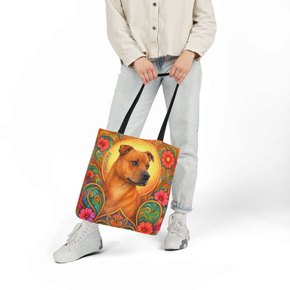 Staffy Tan All-Over Print Canvas Tote Bag – Colourful Artistic Dog Lover Gift