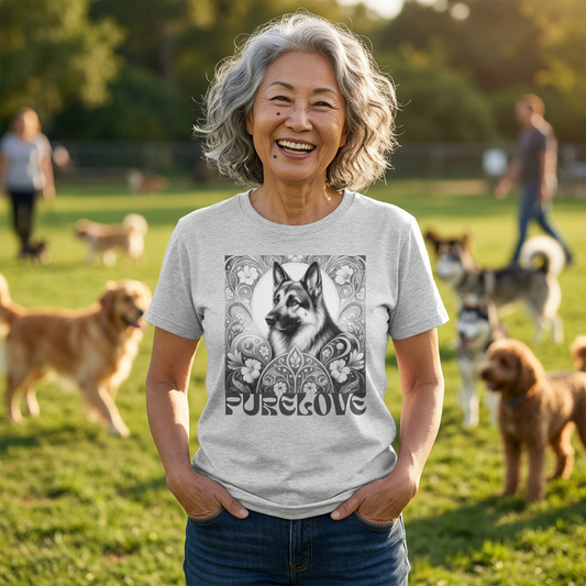 German Shepherd Vintage Unisex Cotton Tee for Dog Lovers  (Black & White)