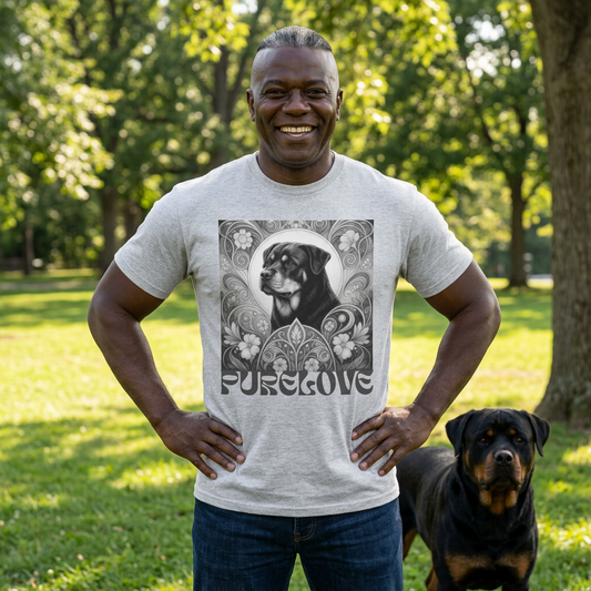 Rottweiler Buddha Vintage Unisex Cotton Tee for Dog Lovers (Black & White T-Shirt)