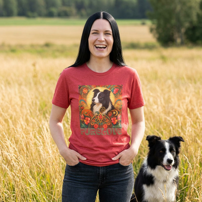 Border Collie (Black & White) Vintage Graphic T-Shirt – Unisex Cotton Tee for Dog Lovers