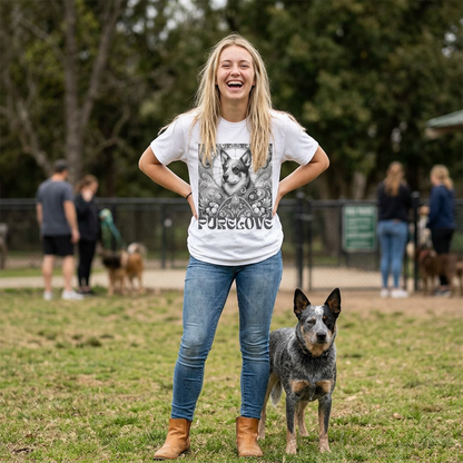 Australian Blue Heeler Vintage Unisex Cotton Tee for Dog Lovers (Black & White)
