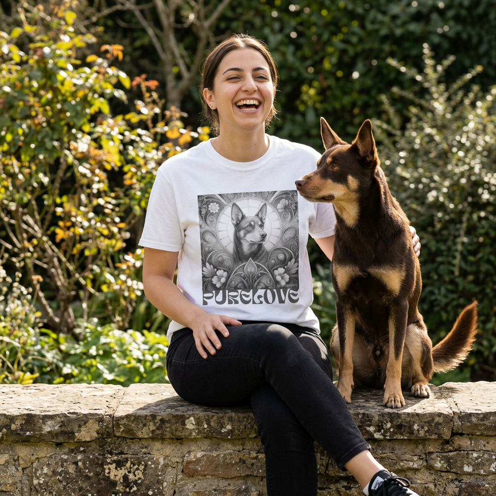 Kelpie Brown Vintage Unisex Cotton Tee for Dog Lovers (Black & White)