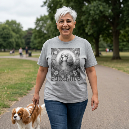 Cavalier King Charles Spaniel Vintage Unisex Cotton Tee for Dog Lovers (Black & White)