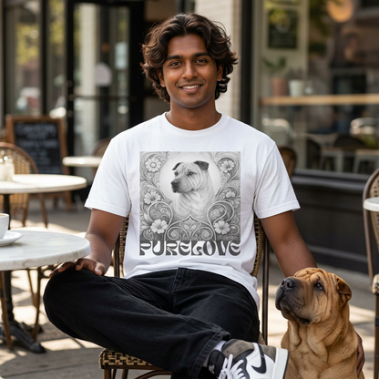 Shar Pei Vintage Graphic T-Shirt – Unisex Cotton Tee for Dog Lovers (Black & White)