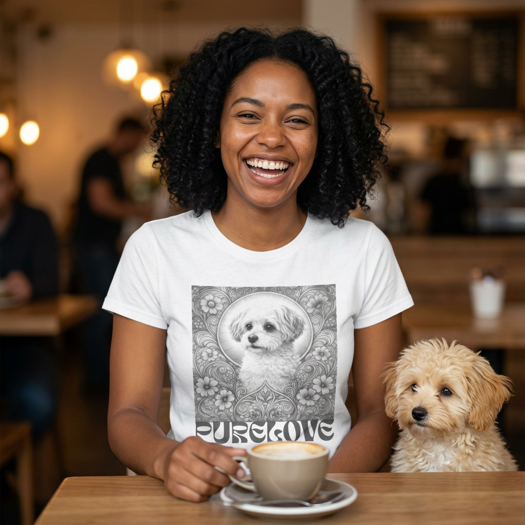 Foxypoo (Foodle) Vintage Graphic T-Shirt – Unisex Cotton Tee for Dog Lovers (Black & White)