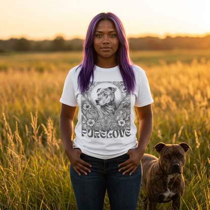 Staffy Brown Brindle Vintage Graphic T-Shirt – Unisex Cotton Tee for Dog Lovers (Black & White)