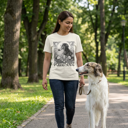 Borzoi Vintage Unisex Cotton Tee for Dog Lovers (Black & White)