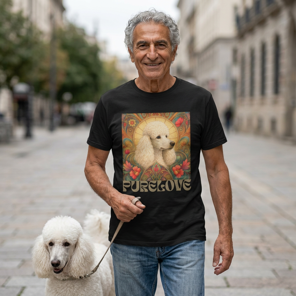 White Poodle Vintage Graphic T-Shirt – Unisex Cotton Tee for Dog Lovers