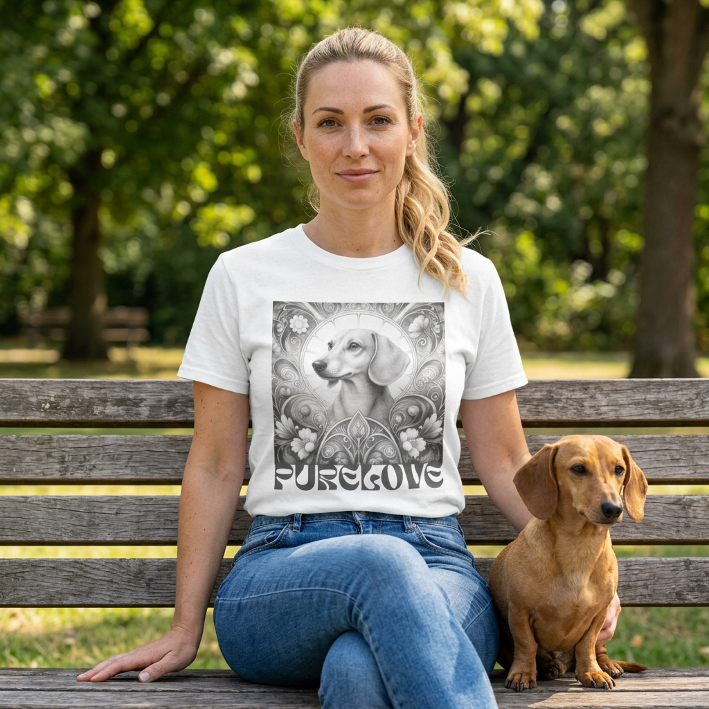Dachshund Vintage Unisex Cotton Tee for Dog Lovers (Black & White)