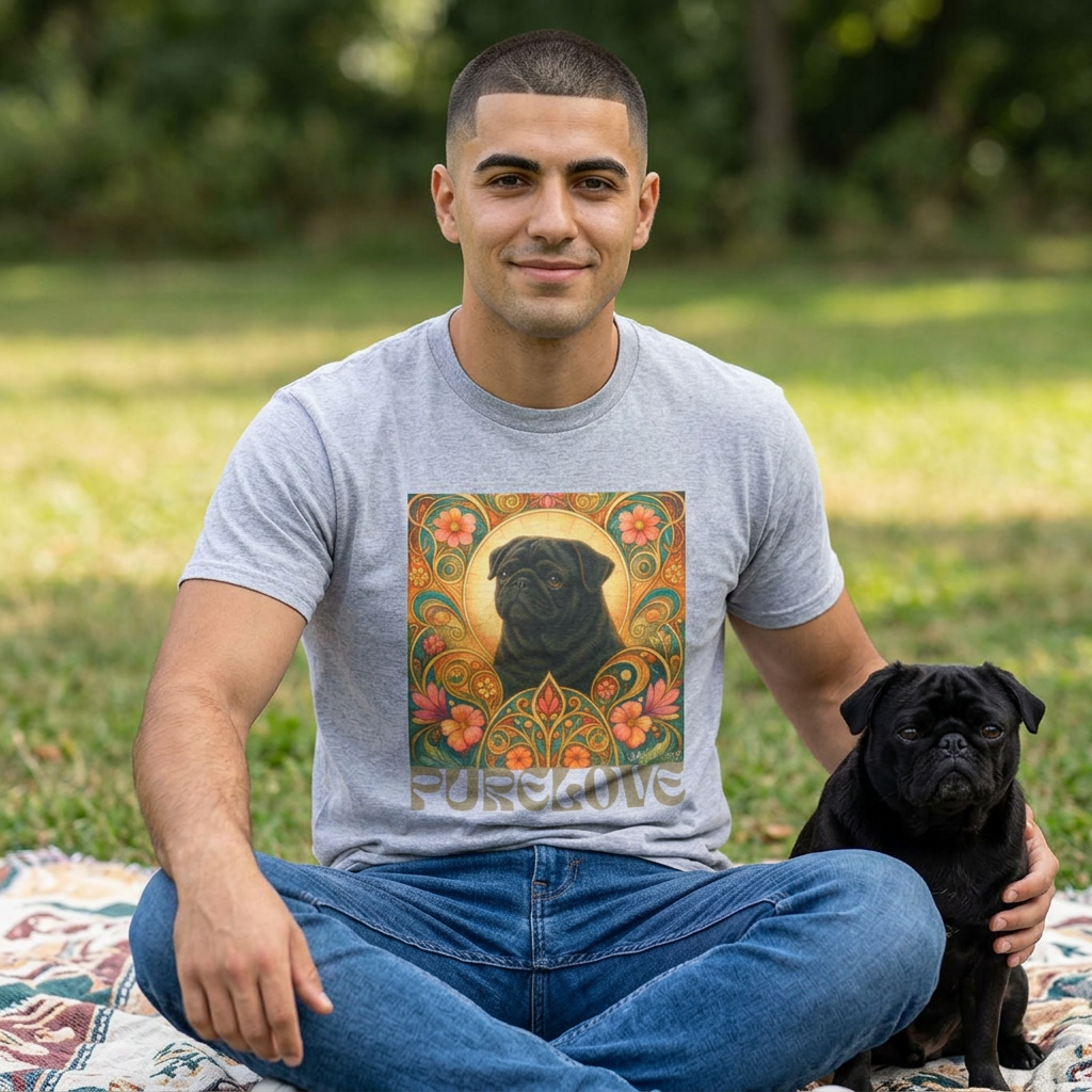 Pug Black Vintage Graphic T-Shirt – Unisex Cotton Tee for Dog Lovers