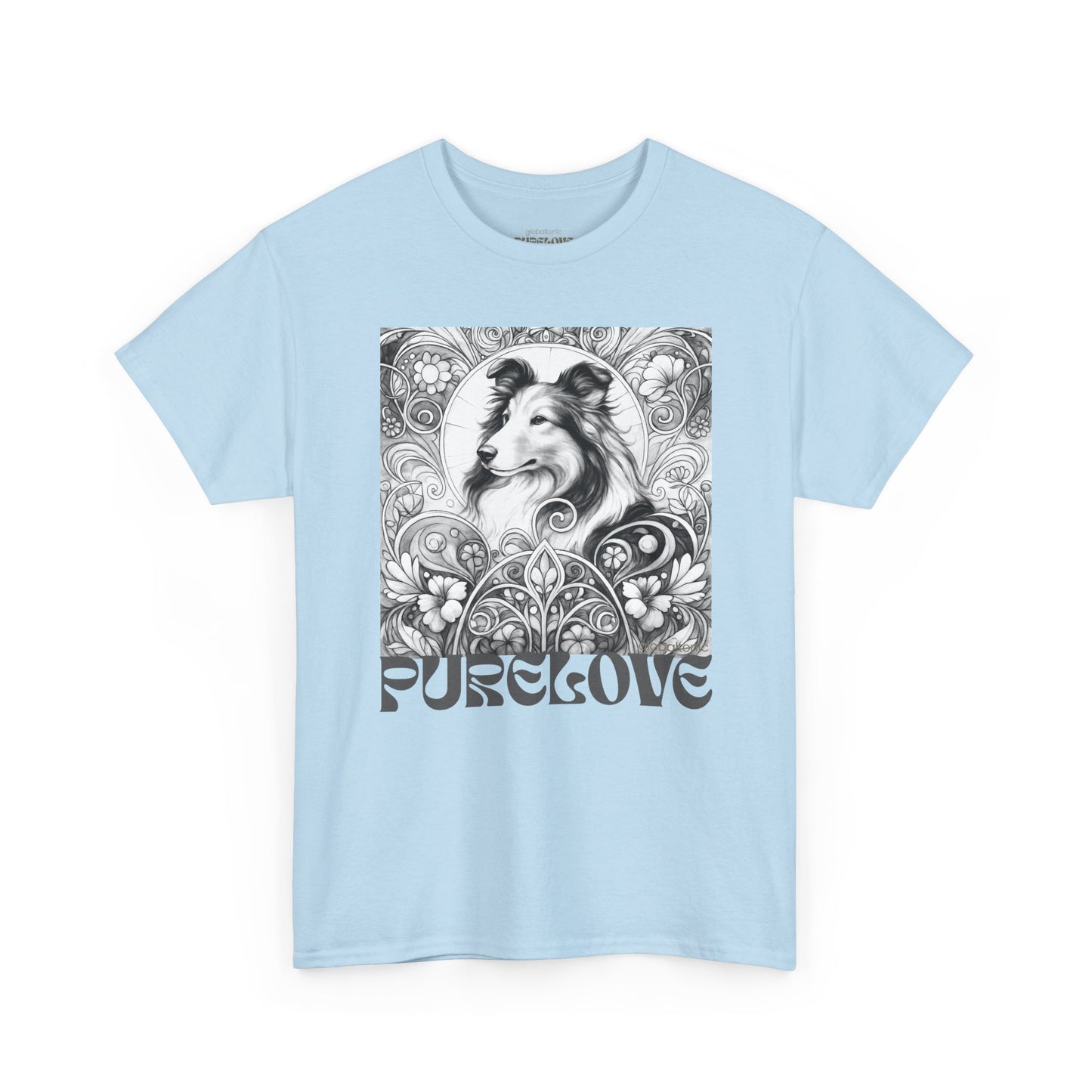 Collie Vintage Unisex Cotton Tee for Dog Lovers (Black & White)