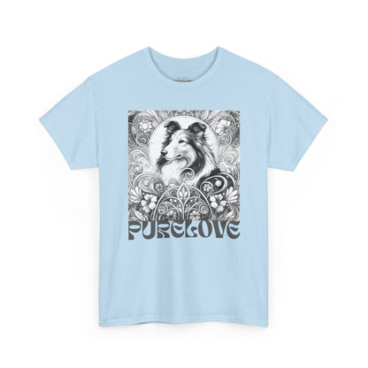 Collie Vintage Unisex Cotton Tee for Dog Lovers (Black & White)