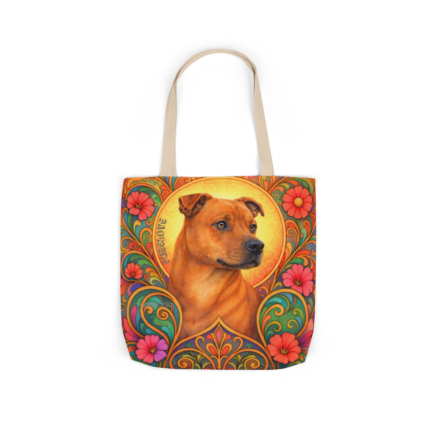 Staffy Tan All-Over Print Canvas Tote Bag – Colourful Artistic Dog Lover Gift
