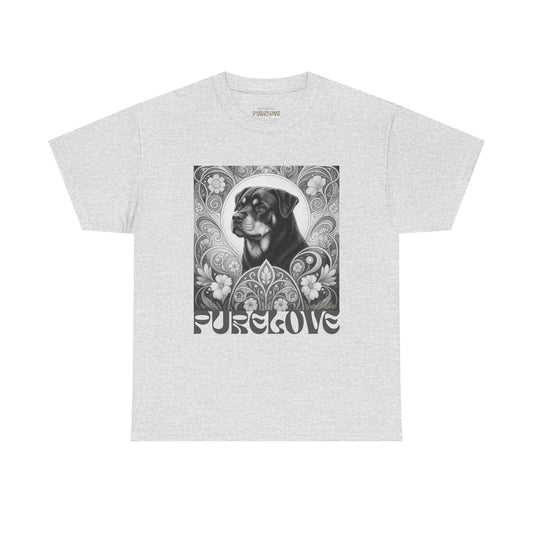 Rottweiler Buddha Vintage Unisex Cotton Tee for Dog Lovers (Black & White T-Shirt)
