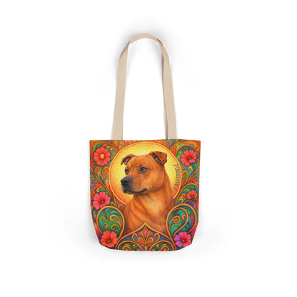 Staffy Tan All-Over Print Canvas Tote Bag – Colourful Artistic Dog Lover Gift