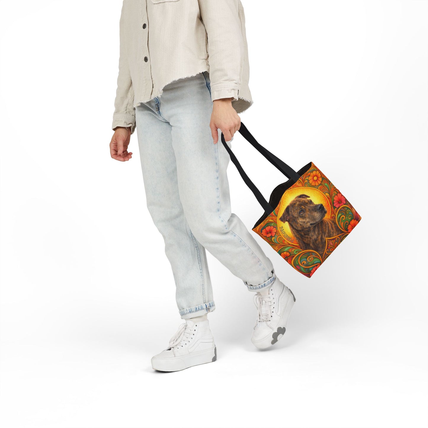 Staffy Brown All-Over Print Canvas Tote Bag – Colourful Artistic Dog Lover Gift