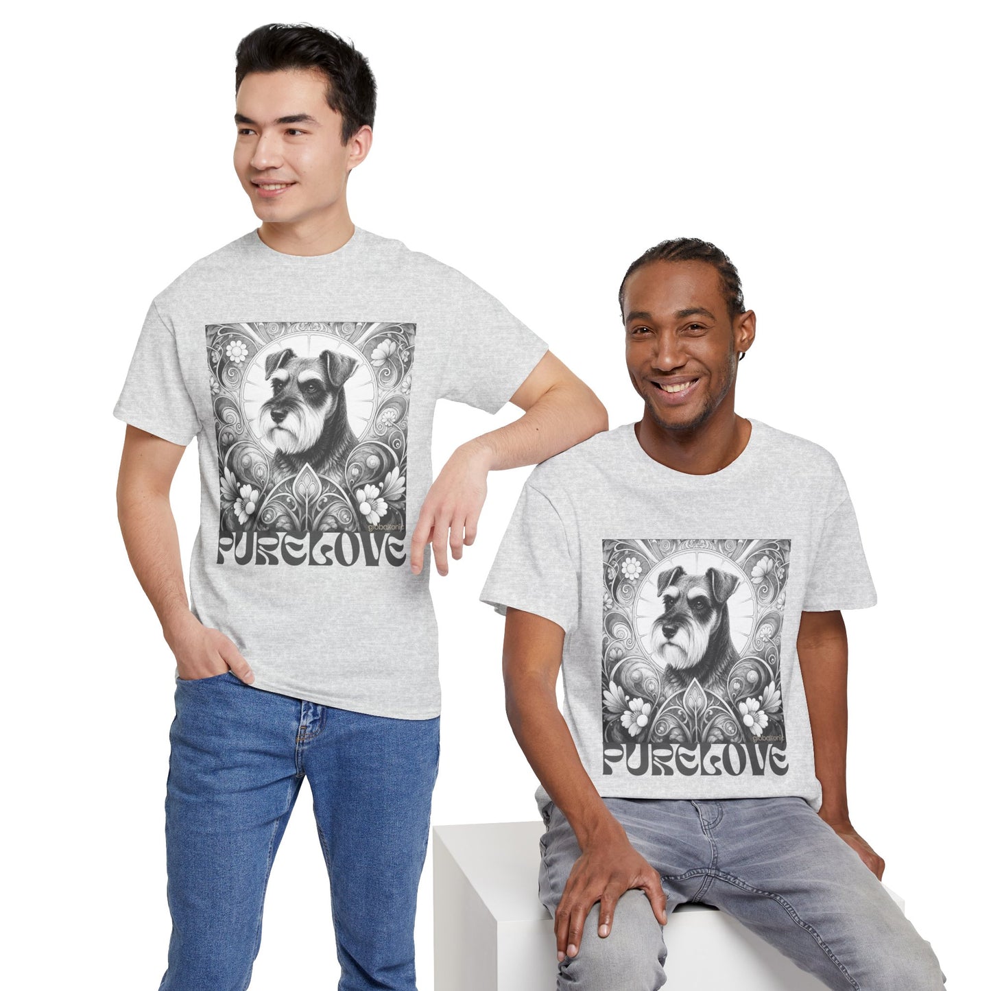 Schnauzer Vintage Unisex Cotton Tee for Dog Lovers (Black & White)