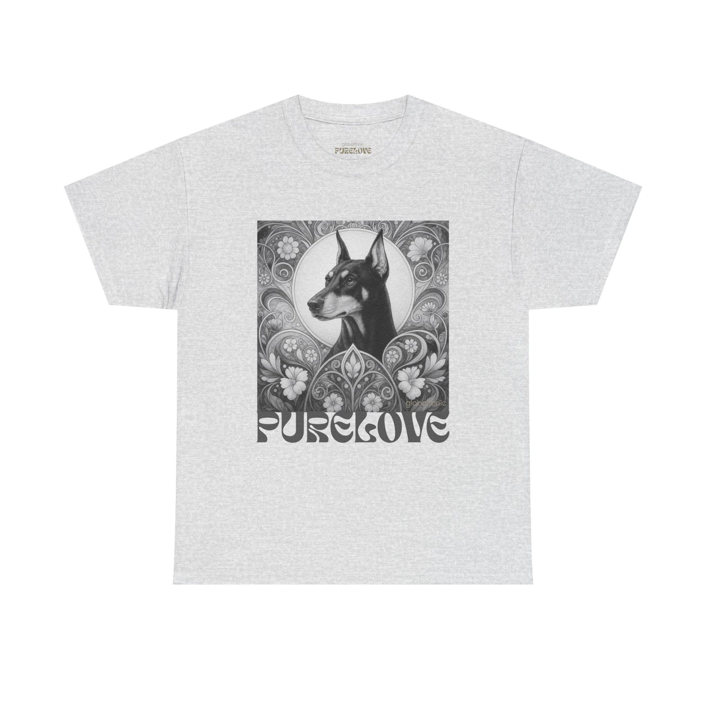 Doberman Vintage Unisex Cotton Tee for Dog Lovers (Black & White)