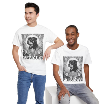Rottweiler Buddha Vintage Unisex Cotton Tee for Dog Lovers (Black & White T-Shirt)