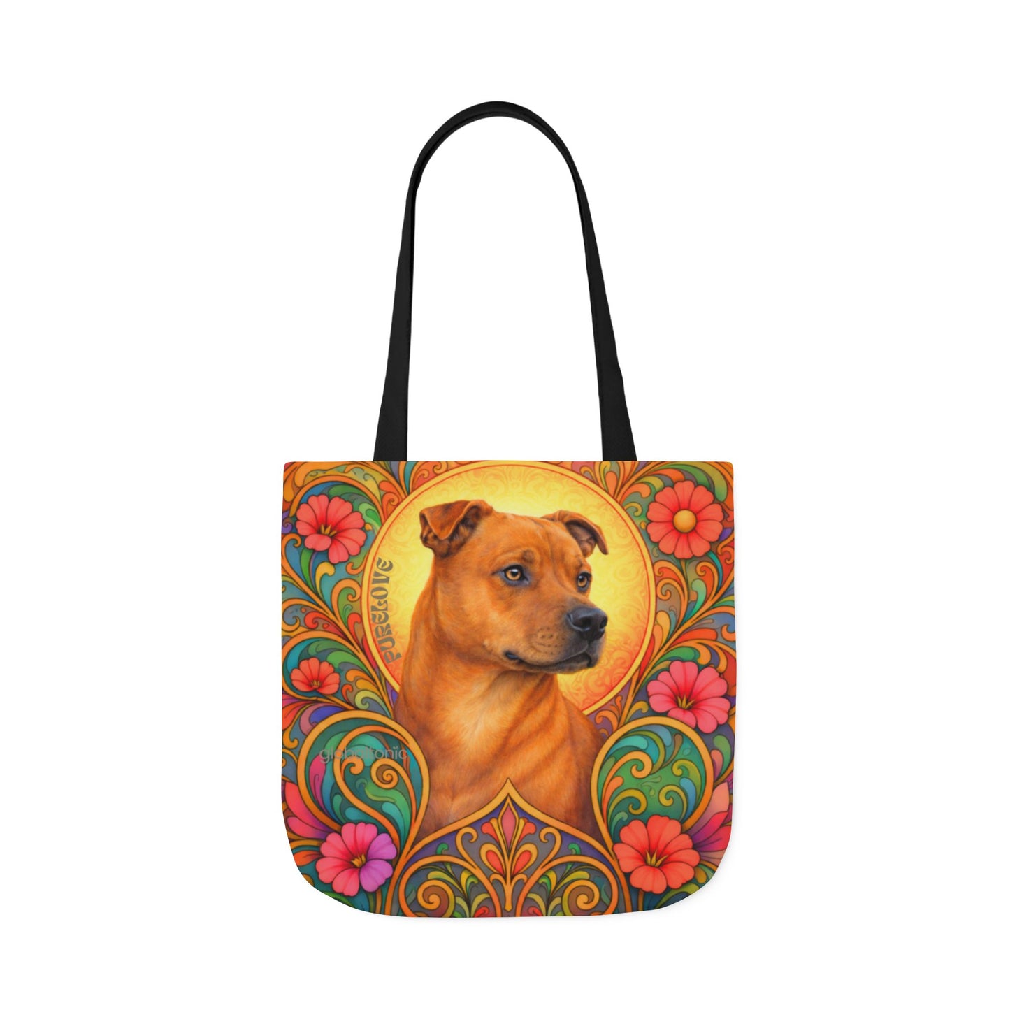 Staffy Tan All-Over Print Canvas Tote Bag – Colourful Artistic Dog Lover Gift