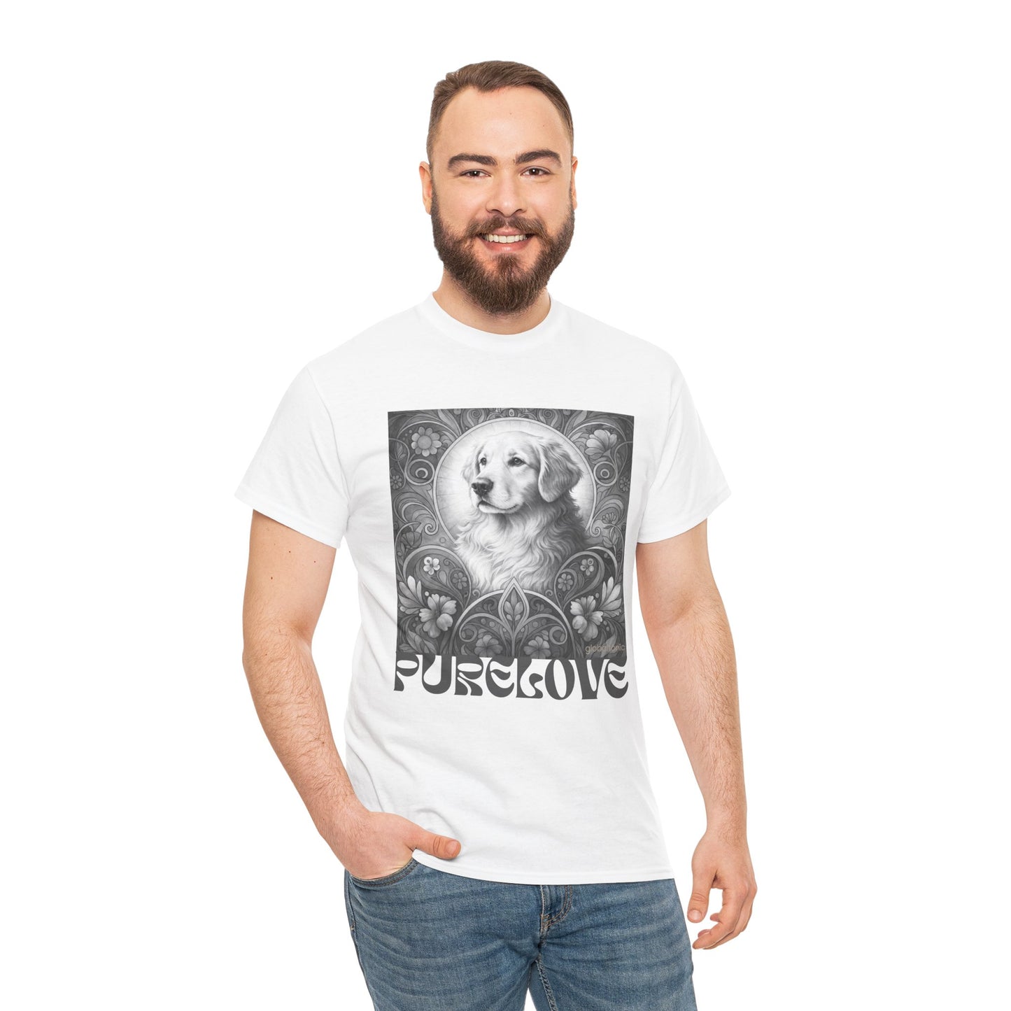 Golden Retriever Vintage Unisex Cotton Tee for Dog Lovers (Black & White)