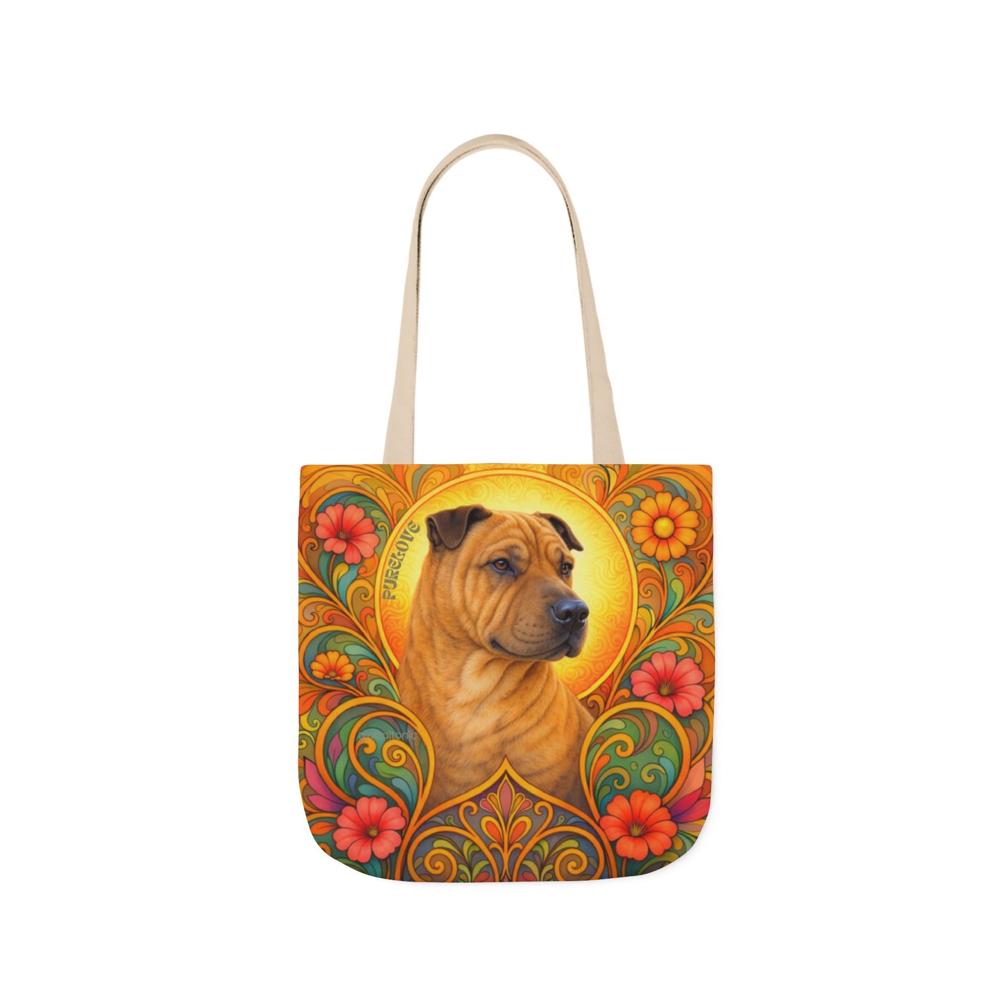 Shar Pei All-Over Print Canvas Tote Bag – Colourful Artistic Dog Lover Gift