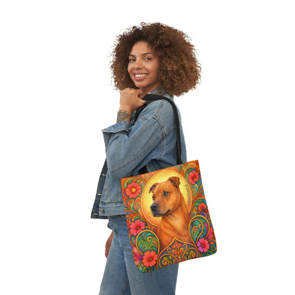 Staffy Tan All-Over Print Canvas Tote Bag – Colourful Artistic Dog Lover Gift
