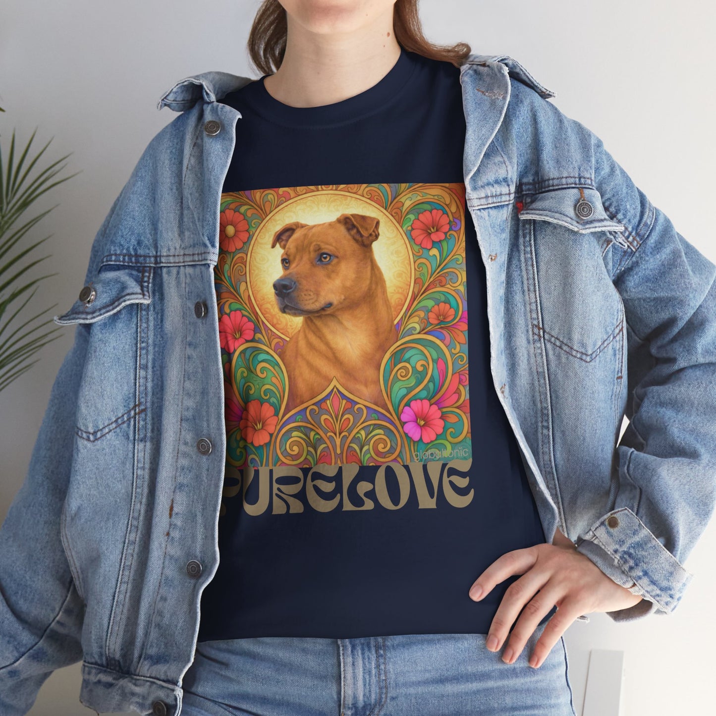 Staffy Tan Vintage Graphic T-Shirt – Unisex Cotton Tee for Dog Lovers